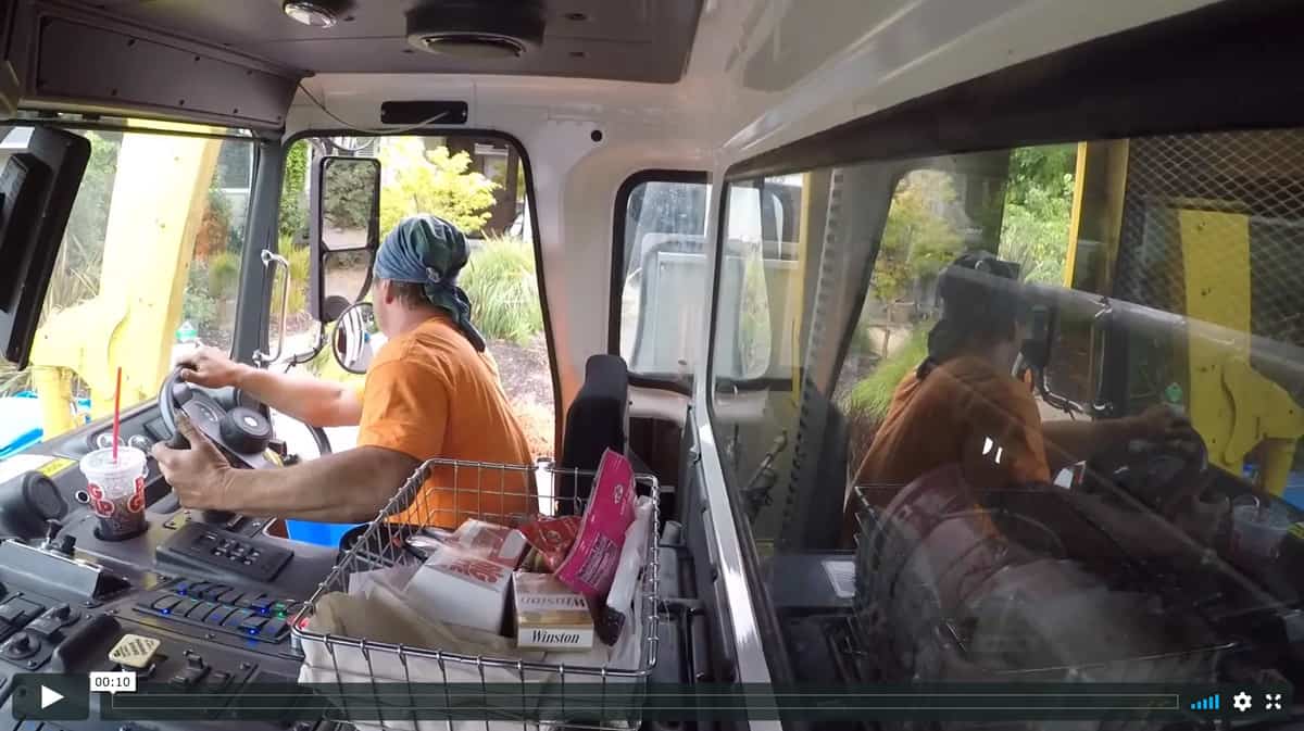 In Cab Video Garbage Man Using Curotto Can